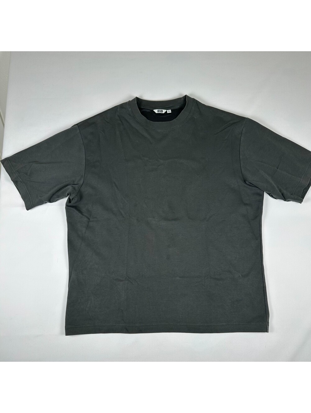 Uniqlo U Mens XL Charcoal Gray AIRism Cotton Crew Neck Short Sleeve T-Shirt Tee